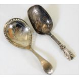 George Unite silver caddy spoon & one other