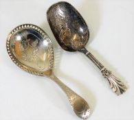 George Unite silver caddy spoon & one other