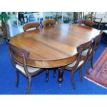 A Victorian extending mahogany dining table 85.5in