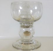 An Edward VIII commemorative goblet with enclosed