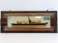 A c.1900 mounted half hull boat model with mirrore