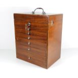 A mahogany Dentist's chest of drawers 15.5in high