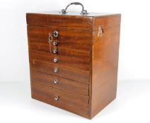 A mahogany Dentist's chest of drawers 15.5in high