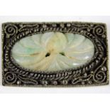A 20thC. Chinese silver brooch with carved jade de