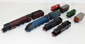 Four vintage Hornby Meccano engines with tenders