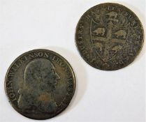 A John Wilkinson Ironmaster coin twinned with an I