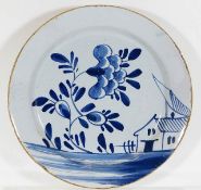 An 18thC. English tin glazed delft plate 8.875in w