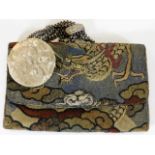 A c.1900 Japanese embroidered tobacco pouch with w