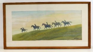 A framed watercolour titled "Early Morning Exercis