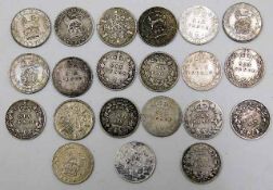 A collection of 21 silver sixpences, mostly 19thC.