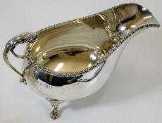 A good silver gravy boat of heavy gauge with lion