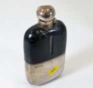 A James Dixon & Sons silver flask, dent to lid