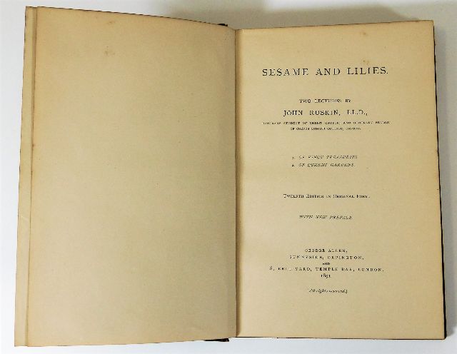 Book - Sesame & Lilies Two Lectures by John Ruskin