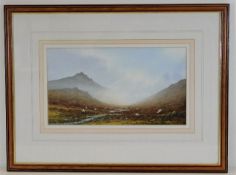 A framed watercolour of Tavy Cleave, Dartmoor sign
