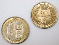 A William IV 1836 shilling & a Victoria shilling,