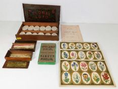A Victorian Jaques Floral lotto game, boxed, twinn