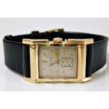 An art deco styled 14ct gold cased gents 17 jewelled Fit-Rite wristwatch - Fit-rite were retailed by