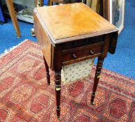 A two drawer Victorian mahogany work table & sewin