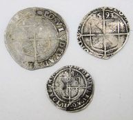 Three silver Elizabeth I coins dated 1580, 1592 &