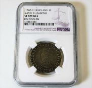 NGC Graded coin with case: 1560/61 Elizabeth I shi