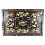 A 19thC. Chinese rosewood tray inlaid with mother