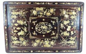 A 19thC. Chinese rosewood tray inlaid with mother