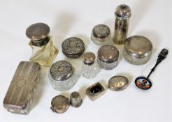 A quantity of silver boxes & silver topped bottles