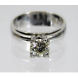 An art deco style 18ct gold ring set with approx.