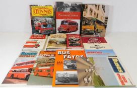 Thirteen books, six hardback, relating to buses, t