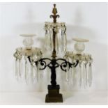 A 19thC. gilt & bronze candelabra cut glass lustre