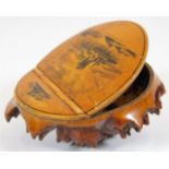 A 19thC. mauchline ware naturalistic snuff box wit