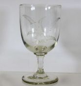A 19thC. etched wine glass 5.65in high