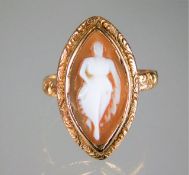 A Victorian rose gold, unmarked, cameo ring 2.3g s