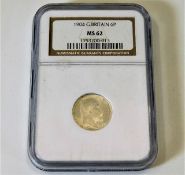 NGC Graded coin with case: 1904 sixpence MS 62