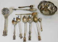 A selection of silver & white metal items includin