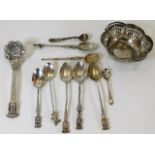 A selection of silver & white metal items includin