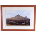 A framed acrylic of Hay Tor signed by artist Lomba
