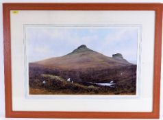 A framed acrylic of Hay Tor signed by artist Lomba