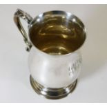 A silver tankard, inscribed to front approx. 350g
