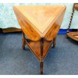 A 19thC. rosewood handkerchief table with inlaid l