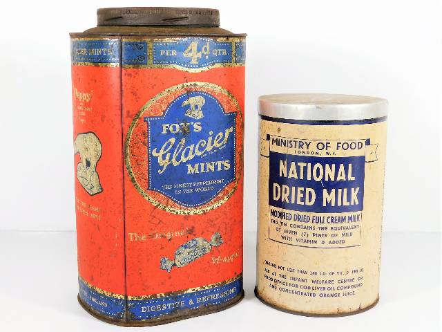 A vintage Fox's Glacier Mints tin twinned with a M