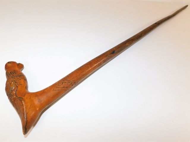 A walking cane with carved horse head handle, possibly Greek, 36.5in long