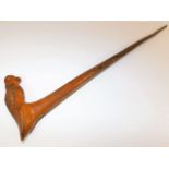 A walking cane with carved horse head handle, possibly Greek, 36.5in long