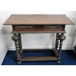 A 19thC. Portuguese rosewood console table with drawers & barley twist legs 38.75in long x 18in wide