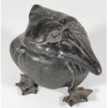 A pewter "grotesque" style bird inkwell probably b