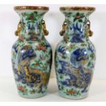 A pair of 19thC. Chinese famille verte vases with