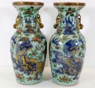 A pair of 19thC. Chinese famille verte vases with