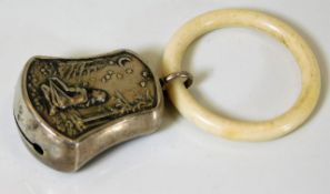 An early 20thC. teething ring & rattle