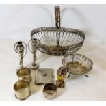 A quantity of silver & white metal items including