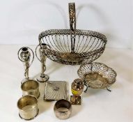 A quantity of silver & white metal items including